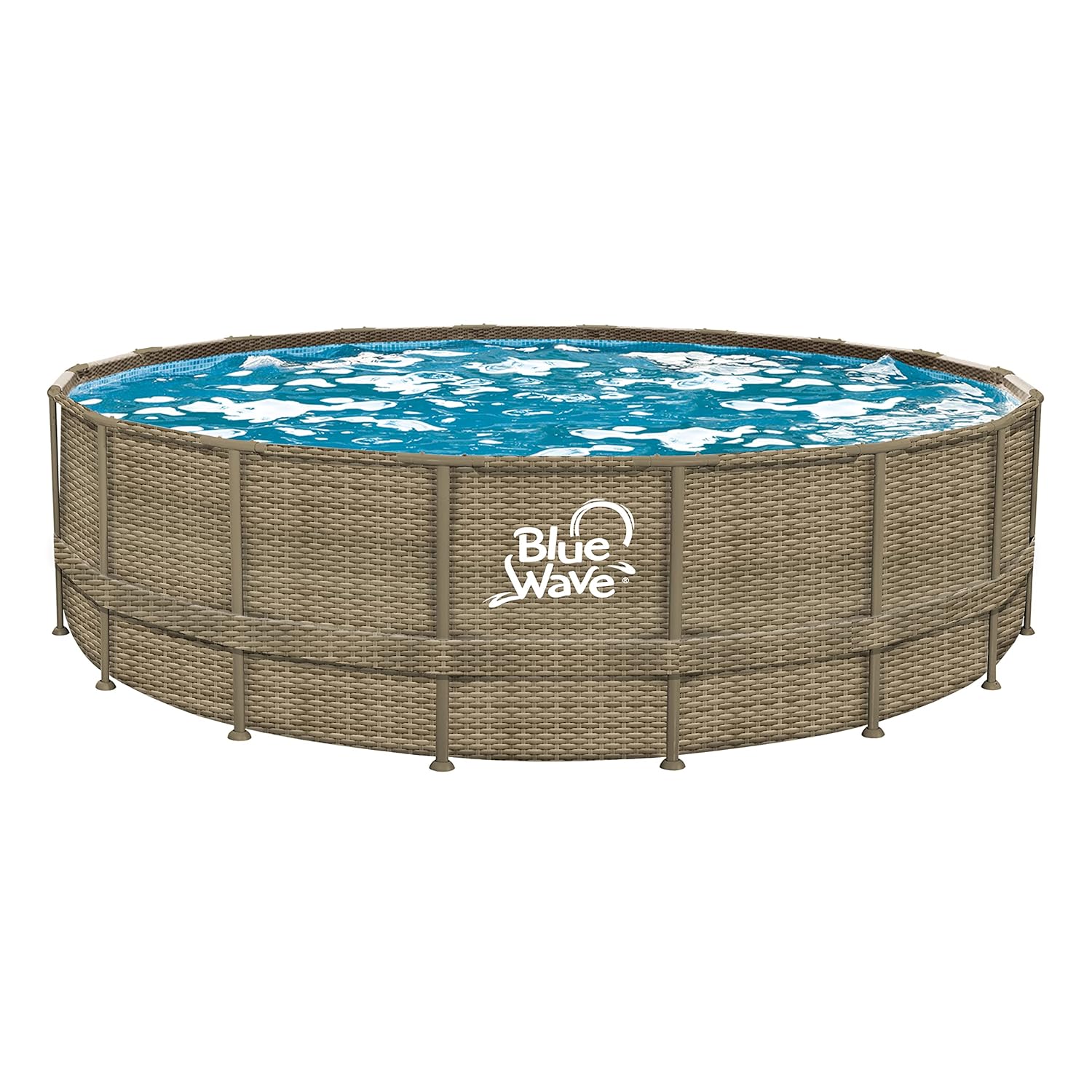 Blue Wave NB19798 24-ft Round x 52-in deep Dark Cocoa Wicker Frame Package Above Ground Swimming Pool with Cover, x, Brown…