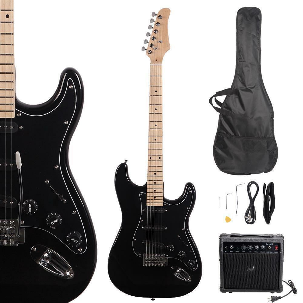 thinkstar Black St Electric Guitar Kit School Band Right Handed With 20W Amp & Accessories