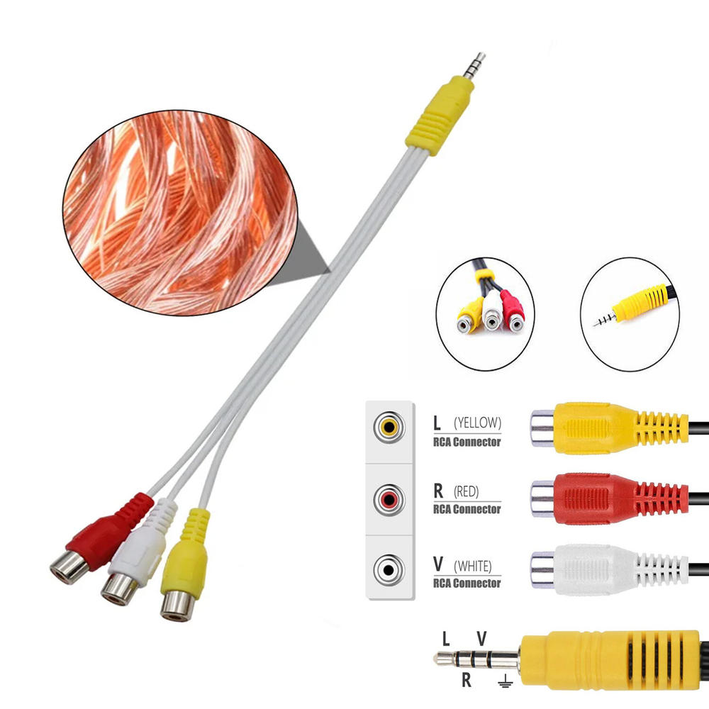Av Adapter Wire thinkstar Video Av Adapter Cable Replacement For Tcl Tv, 3 Rca To 3.5Mm ...