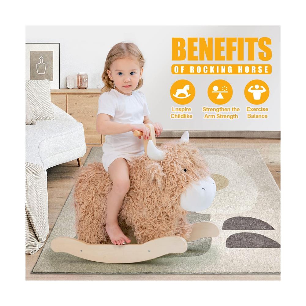 Wooden Rocking Horse Orange Fox, Boys & Girls Toddler Rocking Ride-on - T A Y On Wooden Rocking Horse Orange Fox, Boys & Girls Toddler Rocking Ride-on - T A Y On