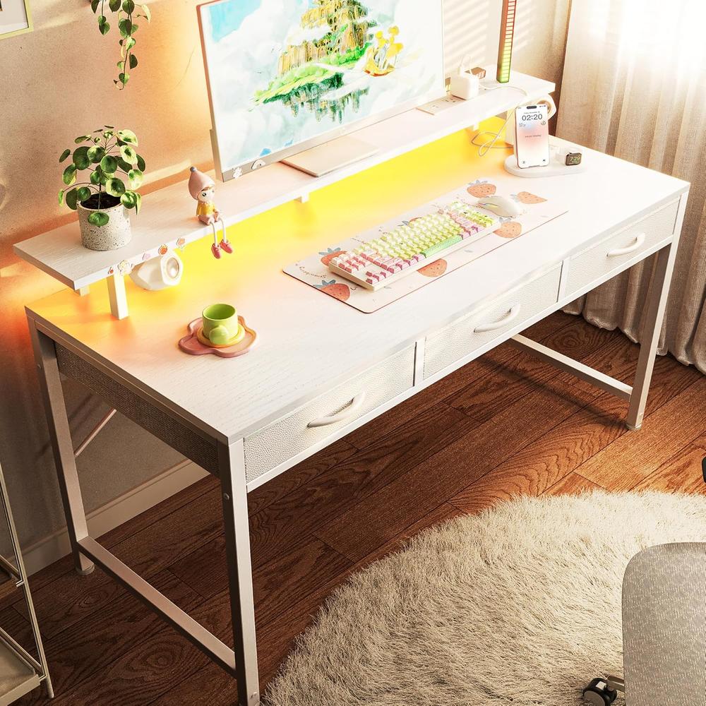 thinkstar 55 Inch Computer Desk With 3 Drawers, Office Desk Gaming Desk ...