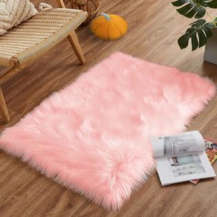 thinkstar Pink Rug Small Cute Rug 2X3 Faux Fur Rug For Bedroom Girls Throw Rugs For Living Room Plush Soft Rug Home Decor Shaggy Rug, …