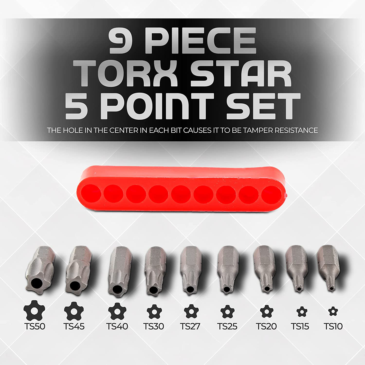 5 Point Star Bits 9-Piece 5 Point Star Bit Socket Set - 1/4-Inch Drive ...