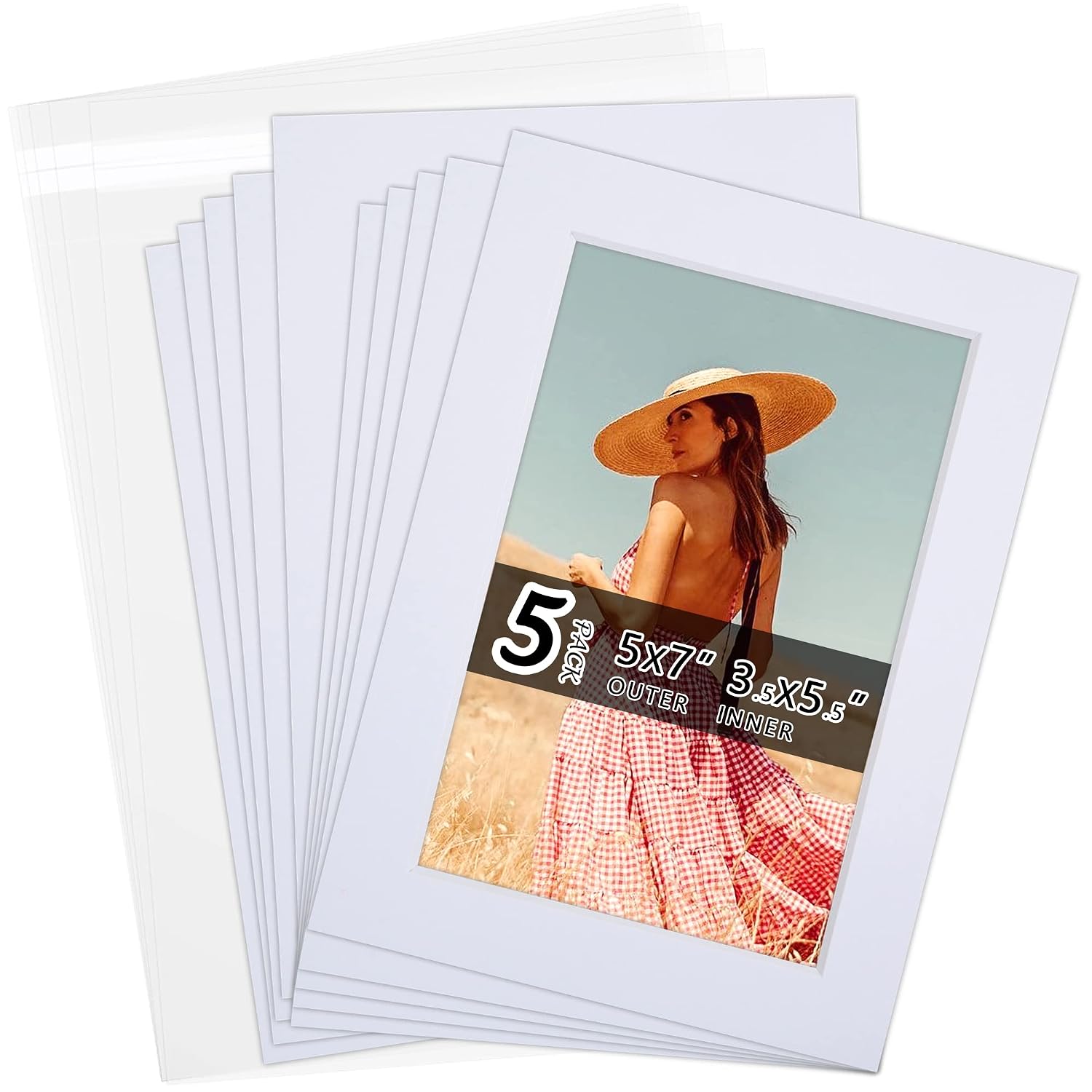 25-Pack Acid-Free 5x7 Mat Board Kit For Photos & Art – Complete Display Set