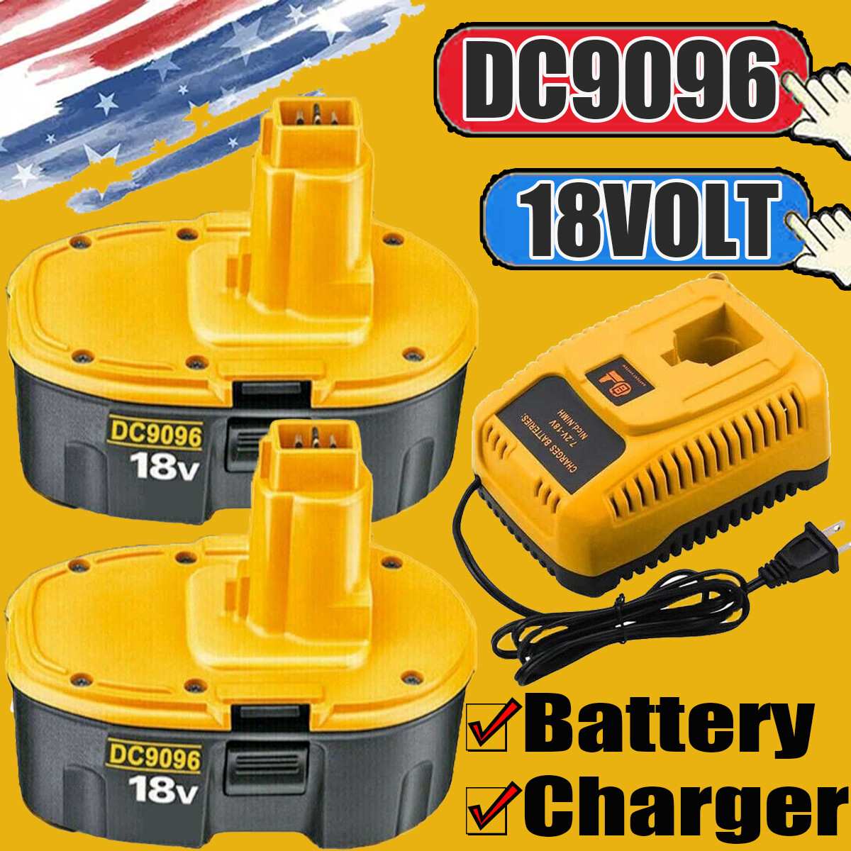 thinkstar Dc9096 18 Volt 18V Battery /Charger Dc759 Dc970 Drill Replacement