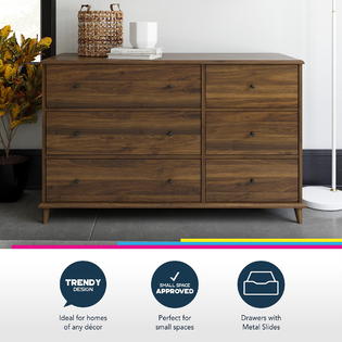 thinkstar Farnsworth Drawer Mid-Century Modern Dresser, Walnut