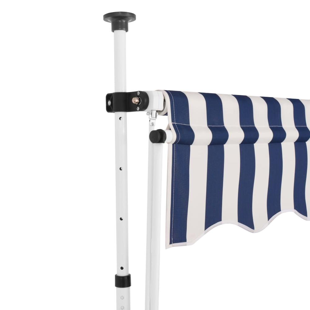 vidaXL Manual Retractable Awning 157.5" Blue and White Stripes
