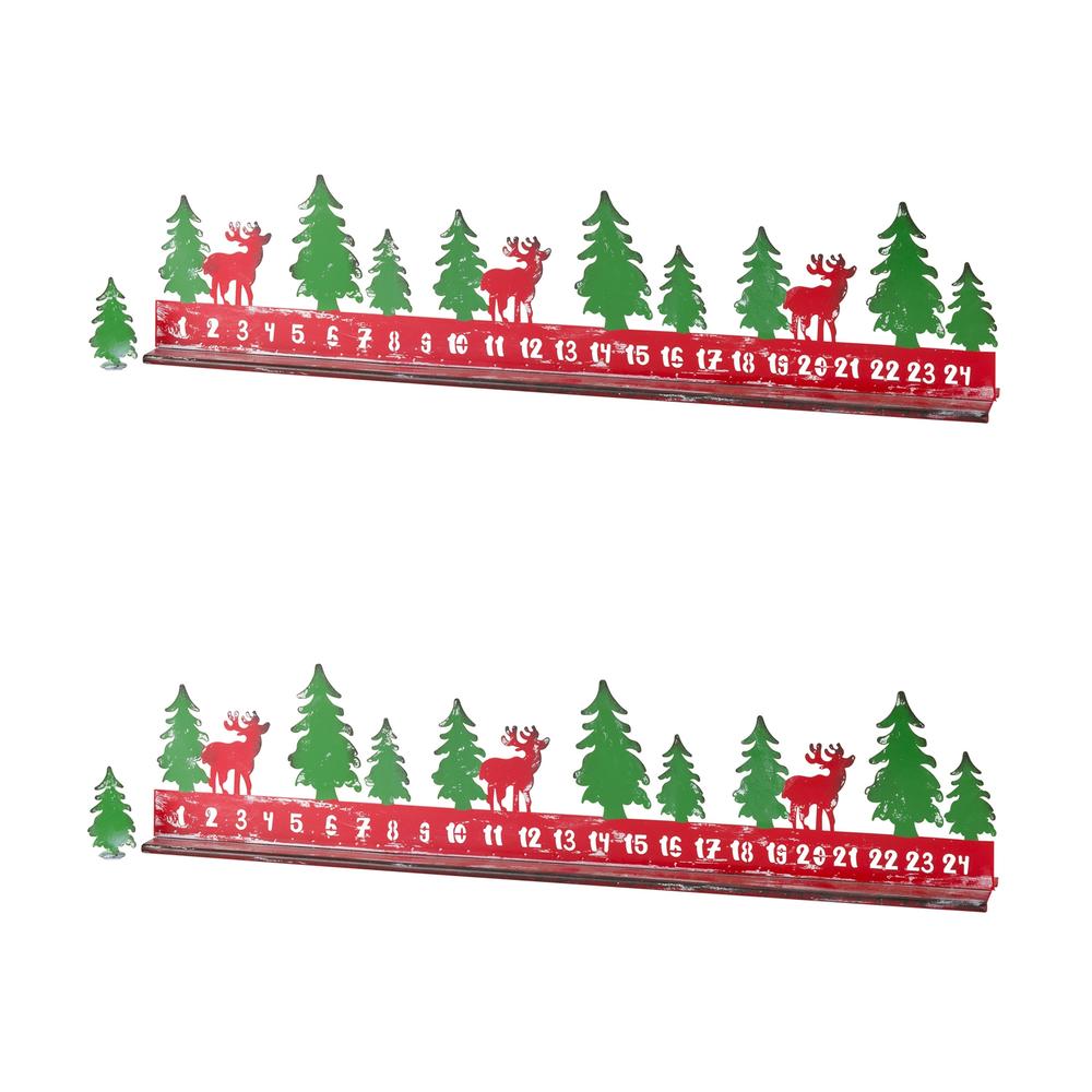 Melrose Rustic Metal Christmas Countdown with Woodland Deer Accents (Set of 2)