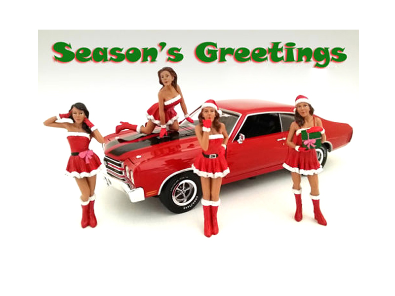 American Diorama Christmas Girls 4 pieces Figure Set for 1:18 Scale Diecast Model Cars by American Diorama