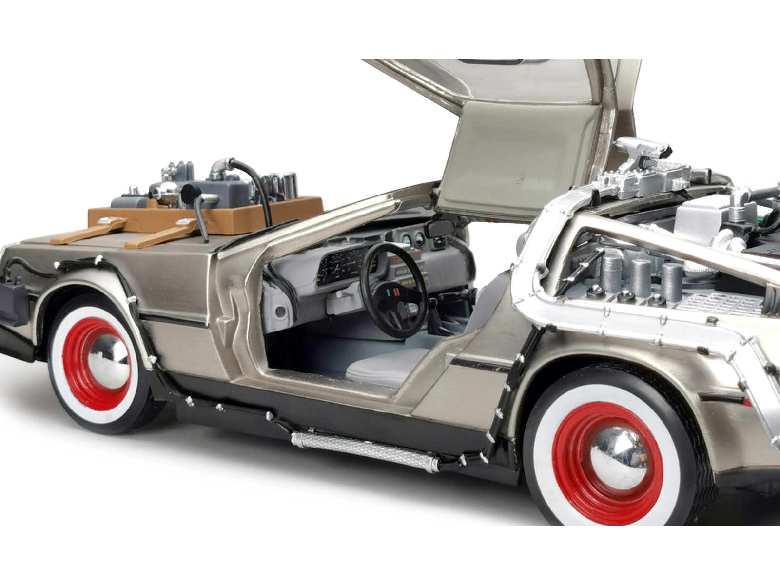 Sun Star DMC DeLorean Time Machine Stainless Steel "Back to the Future: Part III" (1990) Movie 1/18 Diecast Model Car by Sun Star