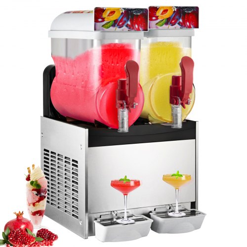 VEVOR Commercial Slushy Machine 110V 400W Stainless Steel Margarita Smoothie Frozen Drink Maker Suitable Perfect for Ice Juice 