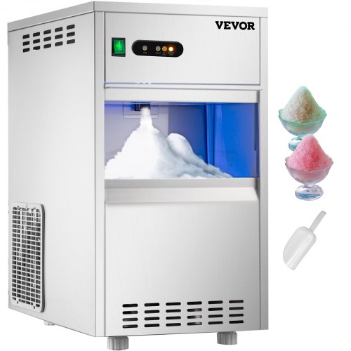 VEVOR 110V Commercial Snowflake Ice Maker 44LBS/24H, ETL Approved Food Grade Stainless Steel Flake Ice Machine Freestanding Fla