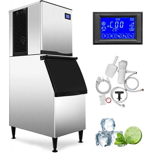 VEVOR Commercial Ice Maker Machine, ETL Approved 400LBS/24H LCD Panel Commercial Ice Machine with 350LBS Storage for Home Bar C