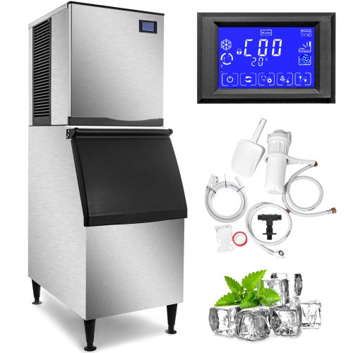 VEVOR Commercial Ice Maker Machine, 110V 550LBS/24H 350LBS Large Storage Ice Machine, ETL Approved, Advanced LCD Panel, SECOP C