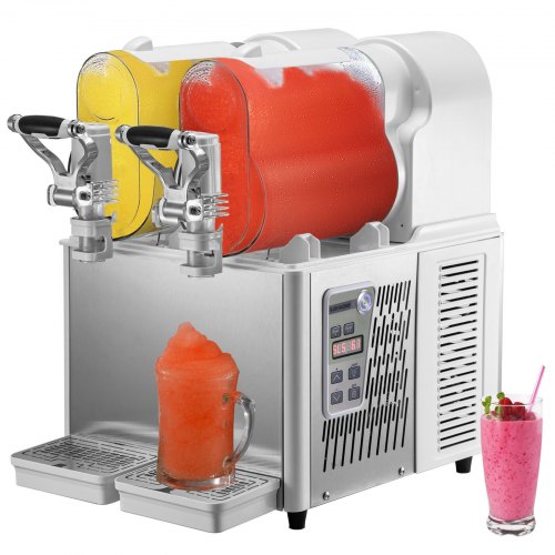 VEVOR Commercial Slushy Machine, 3LX2 Tank Slush Drink Maker, 340W Frozen Drink Machine with Temperature Preservation, Stainles