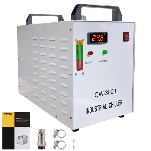VEVOR Water Chiller CW-3000 Industrial Chiller 9L Thermolysis Type Water Chiller 50W/℃, 3.17gpm 0.9A Current Recirculating Chil