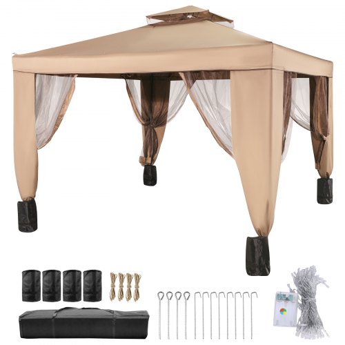 VEVOR Outdoor Canopy Gazebo Tent, Portable Canopy Shelter with 10'x10' Large Shade Space for Party, Backyard, Patio Lawn and Ga