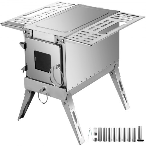 VEVOR Tent Wood Stove,Outdoor Camping Wood Burning Stove Stainless Steel With Folding Pipe,Portable Wood Stove 90.6'' Height Wo