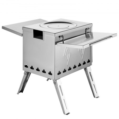 VEVOR Tent Wood Stove 18.1x15x27.2 inch, Camping Wood Stove 304 Stainless Steel With Folding Pipe, Portable Wood Stove 113 inch