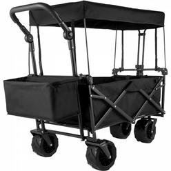 VEVOR Extra Large Collapsible Garden Cart with Removable Canopy, Folding Wagon Utility Carts with Wheels and Rear Storage, Wago