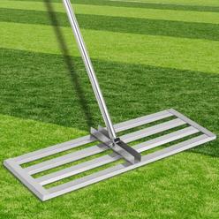 VEVOR Lawn Leveler Tool 17 x 10 in, Lawn Leveling Rake with 77 in Long Handle, Soil Leveling Tool Stainless Steel, Leveling Soi