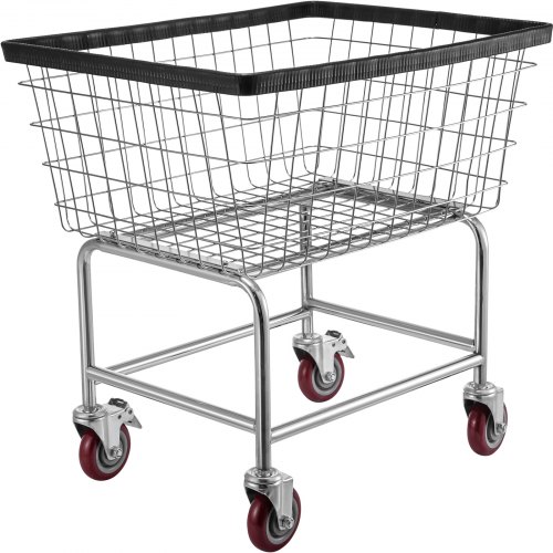 VEVOR Wire Laundry Cart, 2.5 Bushel Wire Laundry Basket with Wheels, 20''x15.7''x26'' Commercial Wire Laundry Basket Cart, Stee