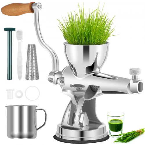 VEVOR Manual Wheatgrass Juicer Stainless Steel Hand Crank Wheatgrass Juicer Hand Wheatgrass Grinder with Suction Cup Base & Tab