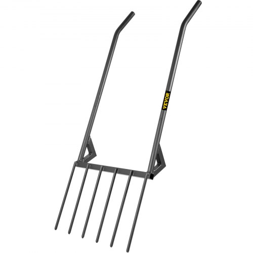 VEVOR Broad Fork Tool, 6 Tines 20 in Wide Hand Tiller Broadfork, U-Shape Garden Tool with Fiberglass Handle for Gardening and C