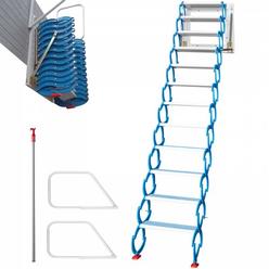 VEVOR Attic Steps Pull Down 12 Steps Attic Stairs, Alloy Attic Access Ladder, Blue Pulldown Attic Stairs, Wall-mounted Folding 