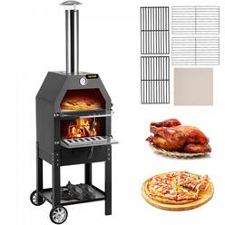 VEVOR Outdoor Pizza Oven, 12" Wood Fire Oven, 2-Layer Pizza Oven Wood Fired, Wood Burning Outdoor Pizza Oven w/ 2 Removable Whe