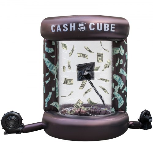 VEVOR Inflatable Cash Cube with Two Blowers Inflatable Cash Cube Booth Black Cash Cube Money Machine Quick Inflated Cash Cube W