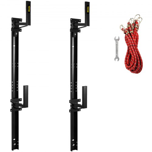 VEVOR Trailer Ladder Rack, Fit for Enclosed Trailer Exterior Side Wall, 2 Bars Adjustable Steel Side Mount Ladder Rack with 441