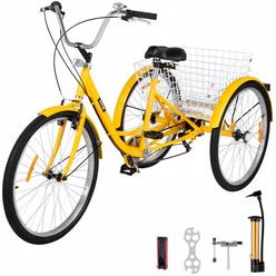 VEVOR Adult Tricycle 7 Speed Cruise Bike 20 inch Adjustable Trike with Bell Brake System Cruiser Bicycles Large Size Basket for