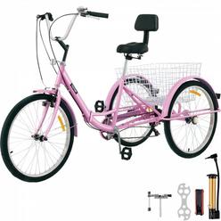VEVOR Tricycle Adult 26?? Wheels Adult Tricycle 7-Speed 3 Wheel Bikes For Adults Three Wheel Bike For Adults Adult Trike Adult 