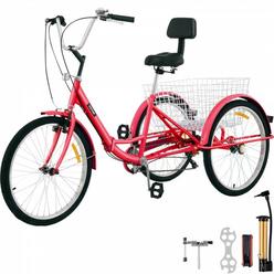 VEVOR Tricycle Adult 26’’ Wheels Adult Tricycle 7-Speed 3 Wheel Bikes For Adults Three Wheel Bike For Adults Adult Trike Adult 