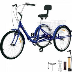 VEVOR Tricycle Adult 26’’ Wheels Adult Tricycle 7-Speed 3 Wheel Bikes For Adults Three Wheel Bike For Adults Adult Trike Adult 