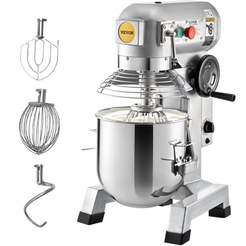 VEVOR Commercial Food Mixer, 10Qt Commercial Mixer with Timing Function, 450W Stainless Steel Bowl Heavy Duty Electric Food Mix