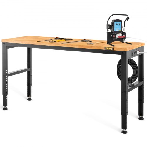 VEVOR Workbench Adjustable Height, 48" L X 20" W X 38.1" H Garage Table w/ 28.3" - 38.1" Heights & 2000 LBS Load Capacity, with