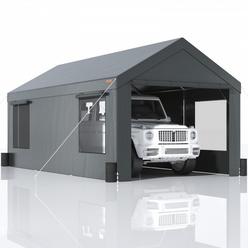 VEVOR Carport, Heavy Duty 12x20ft Car Canopy, Outdoor Garage Shelter with Removable Sidewalls, Roll-up Ventilated Windows & Doo