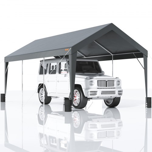 VEVOR Carport, Heavy Duty 10 x 20ft Car Canopy, Outdoor Garage Shelter with 8 Reinforced Poles and 4 Weighted Bags, UV Resistan