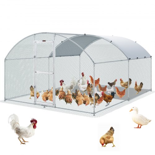 VEVOR Large Metal Chicken Coop with Run, Walkin Chicken Coop for Yard with Waterproof Cover, 13.1 x 9.8 x 6.6 ft, Dome Roof Lar