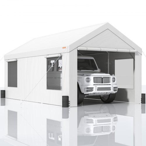 VEVOR Carport, Heavy Duty 10x20ft Car Canopy, Outdoor Garage Shelter with Removable Sidewalls, Roll-up Ventilated Windows & Doo