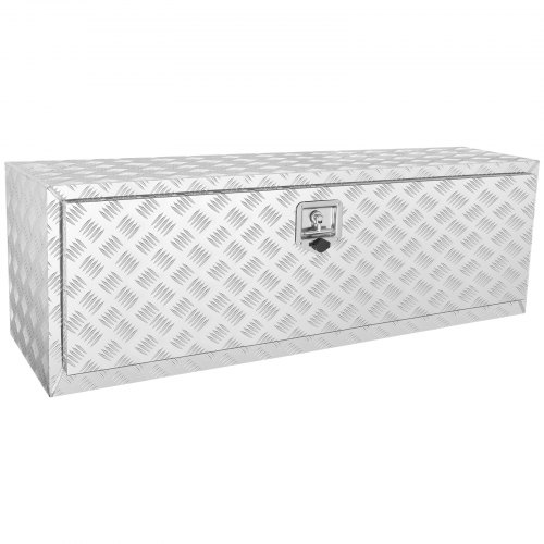 VEVOR Underbody Truck Box, 48"×17"×18" Pickup Storage Box, Heavy Duty Aluminum Diamond Plate Tool Box with Lock and Keys, Water