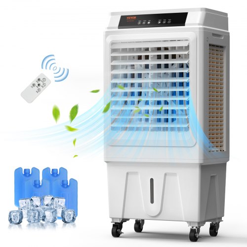 VEVOR Evaporative Air Cooler, 3100 CFM, 135° Oscillating Swamp Cooler with Adjustable 3 Speeds and 12 H Timer, 9 Gal Portable A