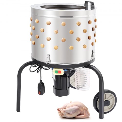 VEVOR Chicken Plucker Machine, Feather Plucker with 20" Diameter Stainless Steel Drum, Defeathering Equipment with 108 Soft Fin
