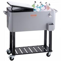VEVOR Rolling Ice Chest Cooler Cart 80 Quart, Portable Bar Drink Cooler, Beverage Bar Stand Up Cooler with Wheels, Bottle Opene