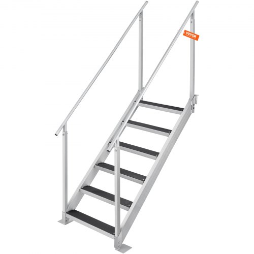 VEVOR Dock Ladder, 43''-51'' Adjustable Height, 500 lbs Load Capacity, Aluminum Alloy 6 Steps Pontoon Boat Ladder with Dual Han