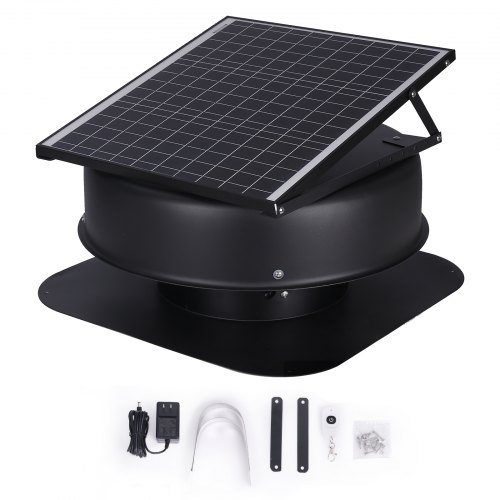 VEVOR Solar Attic Fan, 40 W, 1230 CFM Large Air Flow Solar Roof Vent Fan, Low Noise and Weatherproof with 110V Smart Adapter, I