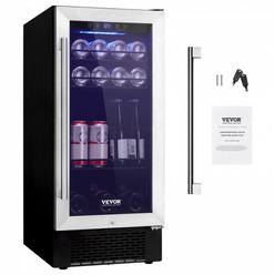VEVOR Wine Cooler, 96 Cans Capacity Under Counter Built-in or Freestanding Wine Refrigerator, Beverage Cooler with Blue LED Lig