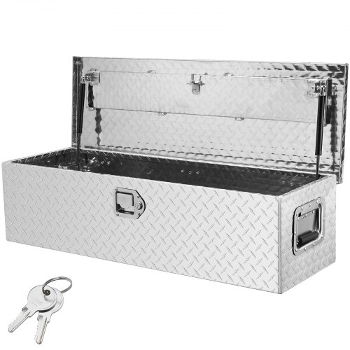 VEVOR Heavy Duty Aluminum Truck Bed Tool Box, Diamond Plate Tool Box with Side Handle and Lock Keys, Storage Tool Box Chest Box